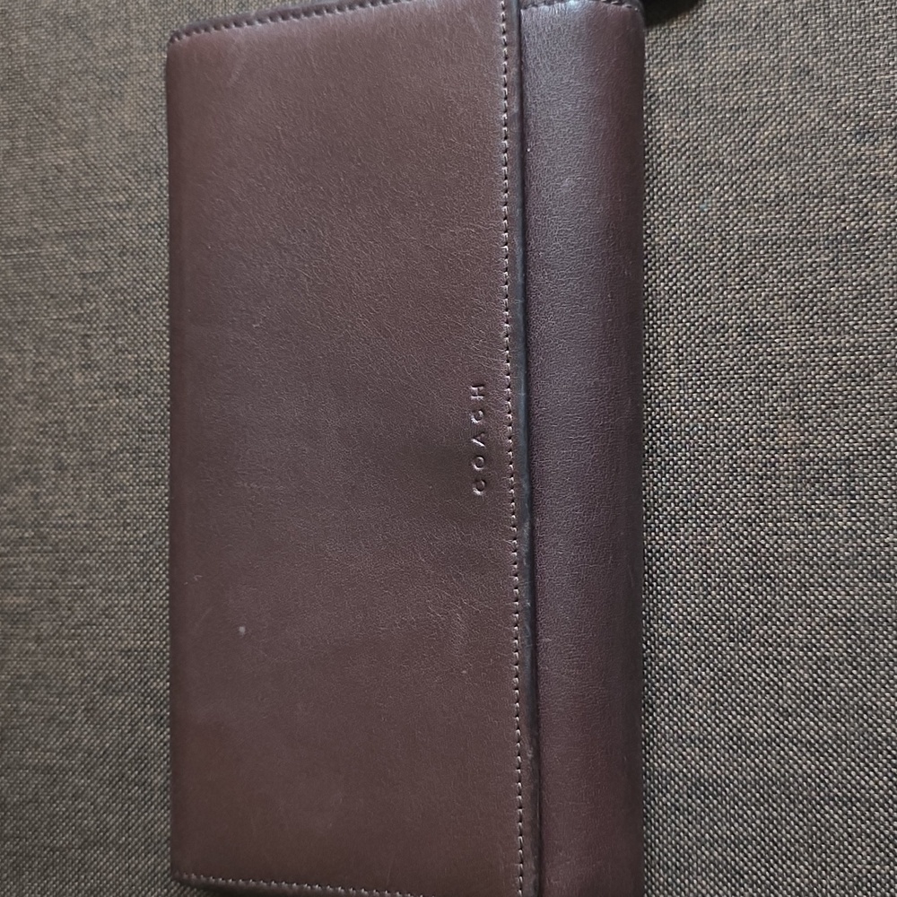 Coach Dark Brown Leather Clutch